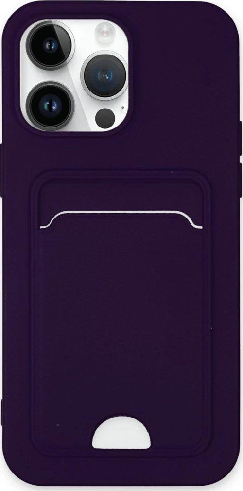 Iphone 14 Kılıf Kelvin Kartvizitli Silikon - Derin Mor-(5796)