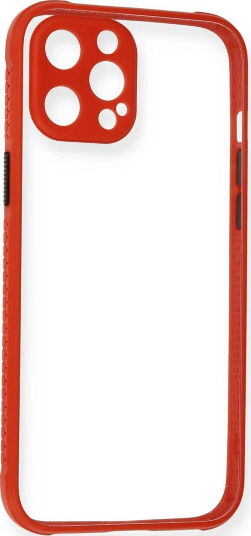 Iphone 12 Kılıf Miami Şeffaf Silikon - Kırmızı-(5796)