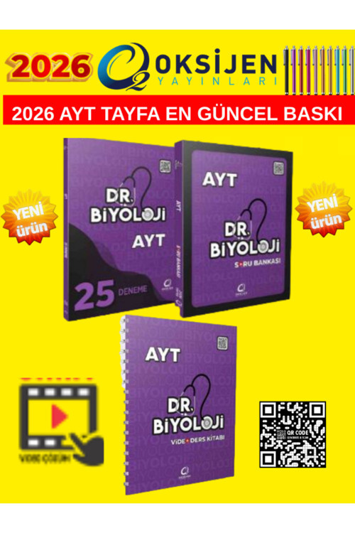 Oksijen 2026 Dr.Biyoloji Ayt Soru Bankası+Ayt Video Ders Kitabı+Ayt 25 Deneme 3Lü Set