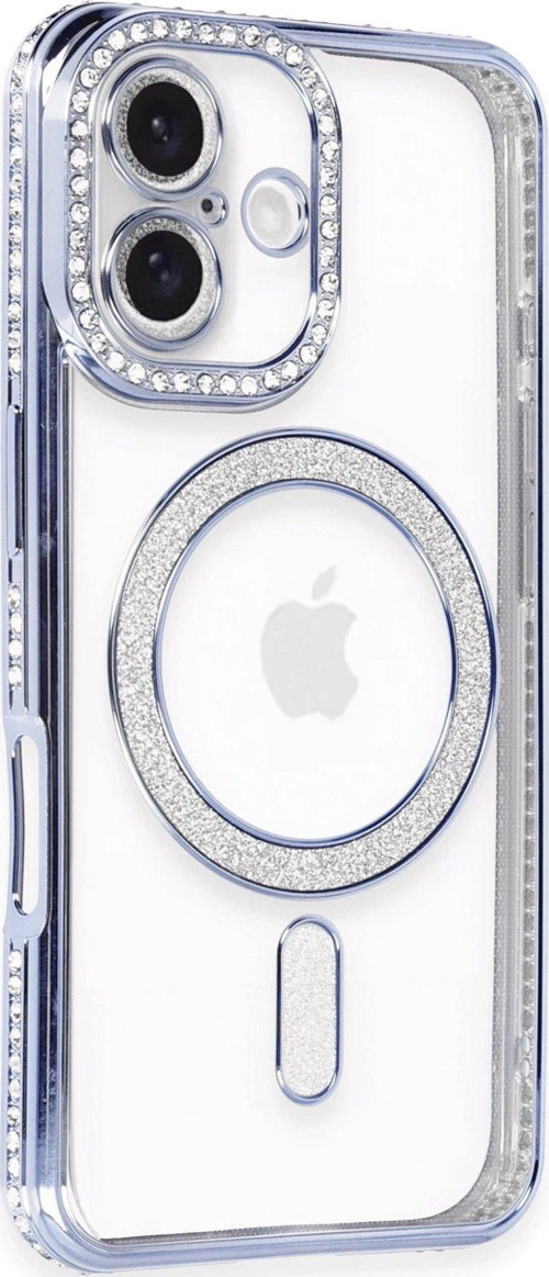 Iphone 16 Kılıf Joke Simli Magneticsafe Kılıf - Mavi-(5796)