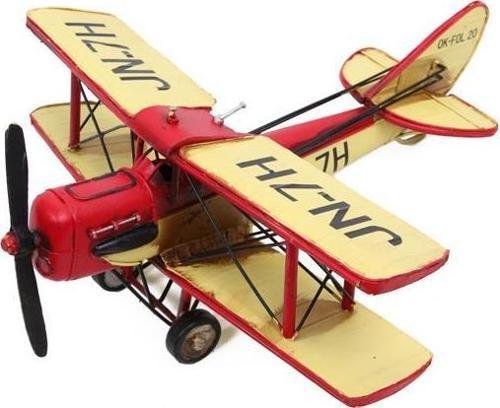 Dekoratif Metal Uçak Çift Kanatlı Biblo Dekoratif Hediyelik