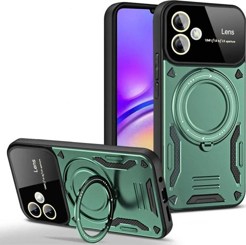 Galaxy A06 Kılıf Joy Lens Standlı Kapak - Koyu Yeşil-(5796)