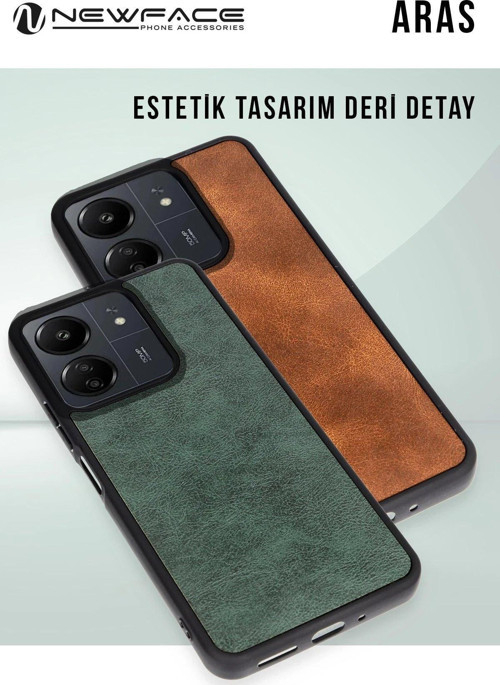 Galaxy A06 Kılıf Aras Deri Kapak - Koyu Yeşil-(5796)