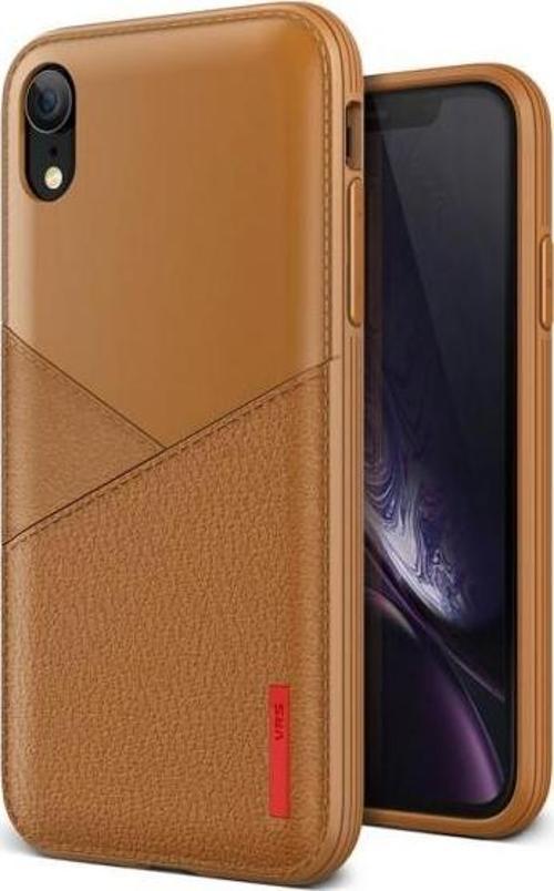 VRS iPhone XR ile Uyumlu Leather Fit Label Kılıf Brown
