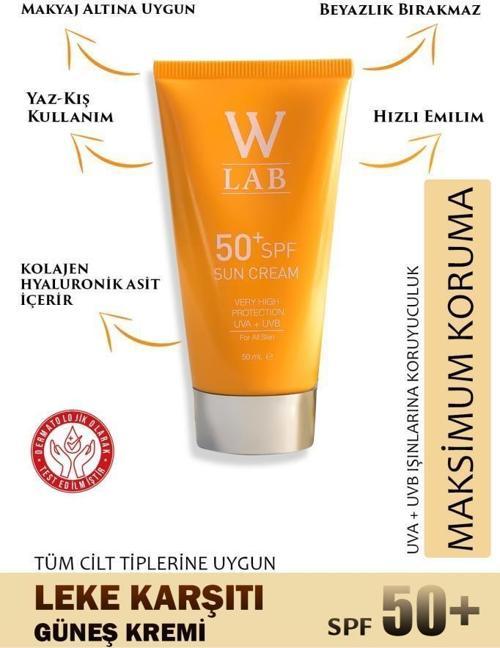 W-Lab Sun Cream SPF50+ Güneş Koruyucu 50 ML