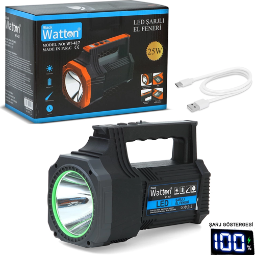 Led Şarjlı El Feneri 25W Wt-417