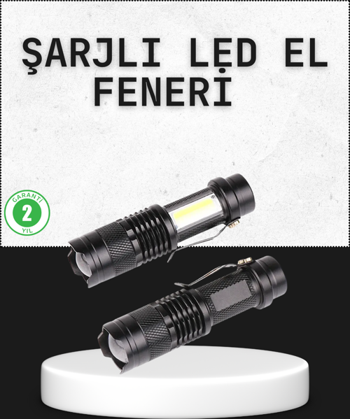 Odak Ayarlı 2000 Lümen Şarjlı Led El Feneri