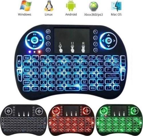 Işıklı Kablosuz Şarjlı Mini Klavye Mouse Smart Tv-Tablet-Xbox