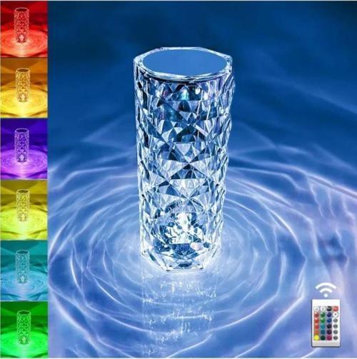Projeksiyon Masa Lambası Kristal Elmas Led Dokunmatik Sensör Usb Şarj Restoran Masa Lambası