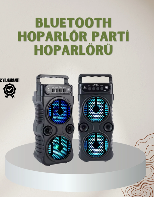 1200 Mah Şarjlı Led Işıklı Bluetooth Hoparlör – Fm Radyolu, Hafıza Kart Destekli