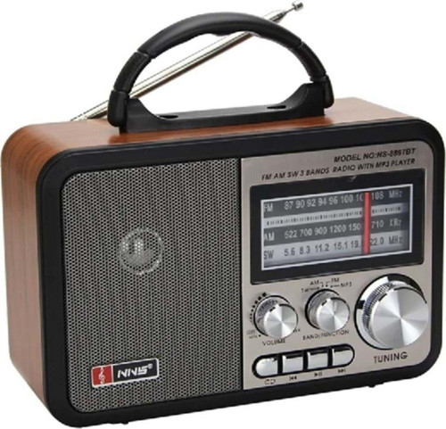 Buffer® Orta Boy Retro, Nostaljik, Ahşap Tasarım Bluetooth Hoparlörlü, Şarjlı, Taşınabilir Fm/Am Des