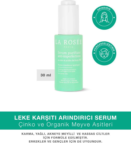 Leke Karşıtı Arındırıcı Serum Çinko Ve Organik Meyve Asitleri İçeren - 30 Ml