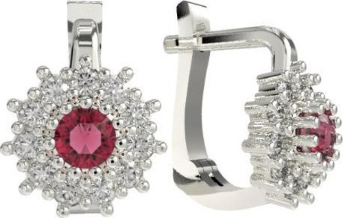 925 Ayar Gümüş Yakut Taşlı Yuvarlak Çocuk Küpesi