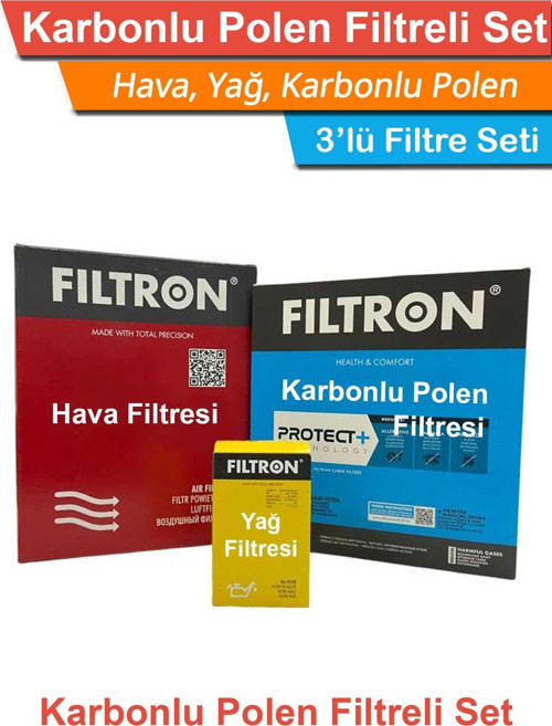 Kia Rio 1.5 CRDI Dizel Filtron Filtre Bakım Seti 2009-2011 Hava+Yağ+Karbonlu Polen