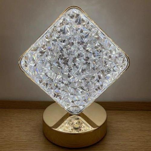 LW-25 Şarjlı Kare Kristal Elmas Masa Lambası Dokunmatik Romantik Akrilik Led Gece Lambası