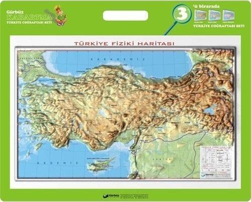 25011 Kabartma Türkiye Haritası Fiziki 35X50 Cm