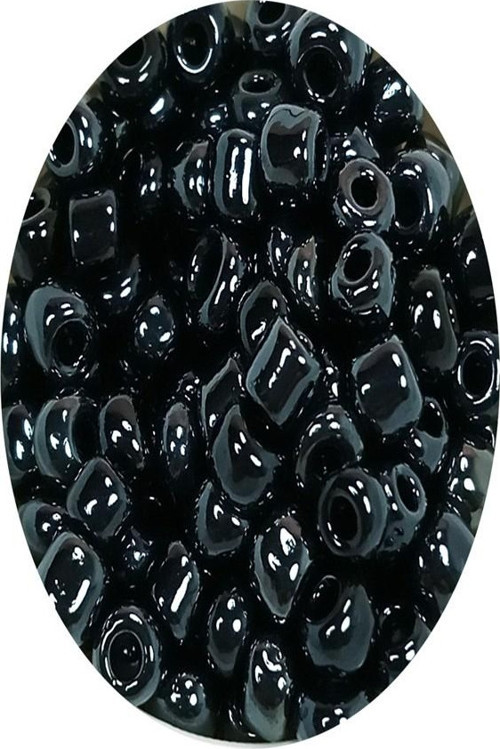 Dökme Cam Kum Boncuk Büyük Boy (6/0) 4 mm - 60 Gram - Siyah - BNC120