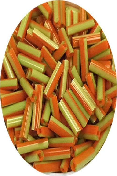 Uzun Boru Kesme Boncuk Çap 2mm Uzunluk 10 mm - 60 Gram - Yeşil Turuncu - BNC300