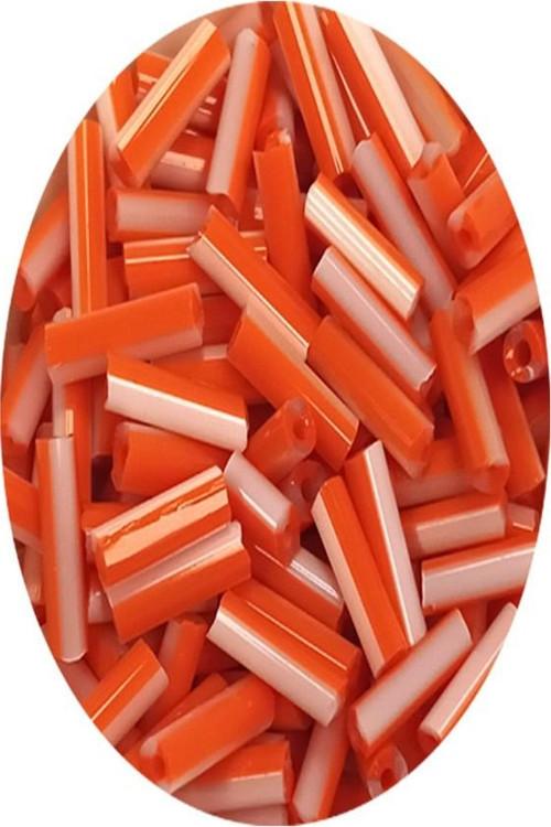 Uzun Boru Kesme Boncuk Çap 2mm Uzunluk 10 mm - 60 Gram - Turuncu Beyaz - BNC294