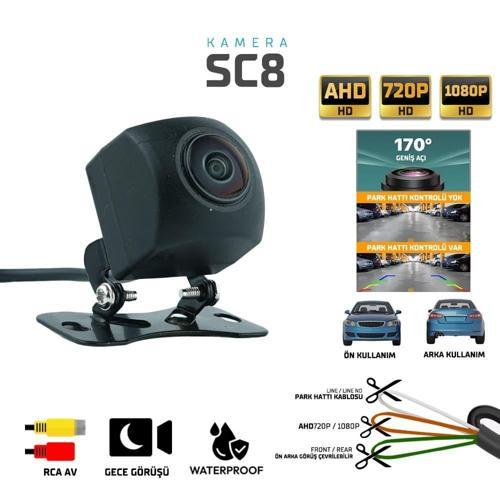 SC8 170° Geniş Açı Araç Ön/Arka Görüş Kamerası – AHD 720P / 1080P, Gece Görüşlü