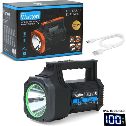 Led Şarjlı El Feneri 25W Wt-417