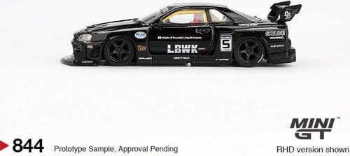 Mini GT 1:64 Nissan LB-ER34 Super Silhouette Skyline Black LBWK Blister Kutulu Diecast Model 2