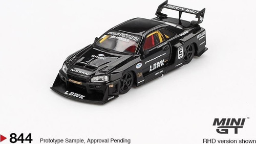 Mini GT 1:64 Nissan LB-ER34 Super Silhouette Skyline Black LBWK Blister Kutulu Diecast Model 4