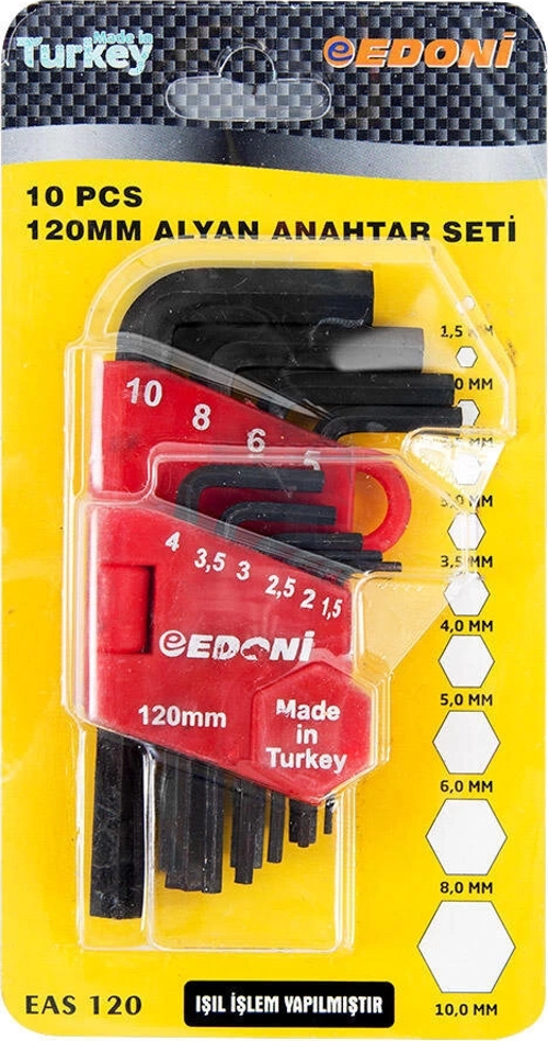 Edoni 120 Mm 10 Parça Alyan Seti Siyah