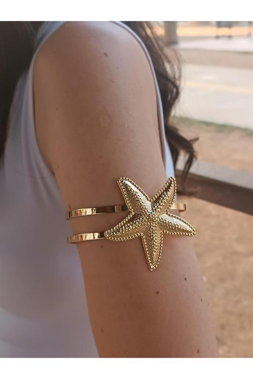 Deniz Yıldızı Figür Helen Helenistik Pazu Kol Kelepçesi Gold Ayarlanabilir Kelepçe