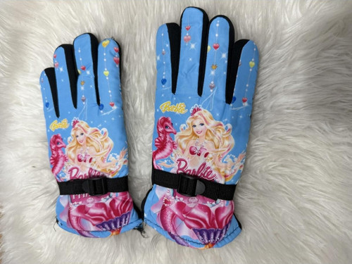 Barbi Su Geçirmez Mavi Renk Astarlı Çocuk Kayak Ve Kar Eldiveni 6-10 Yaş Arası