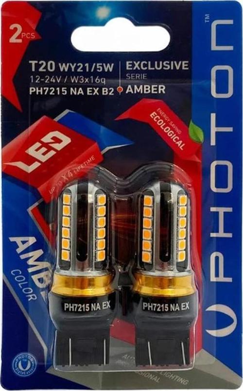 T20 W21/5W AMBER EXCLUSIVE 12V-24V LED (2'Lİ BLİSTER)