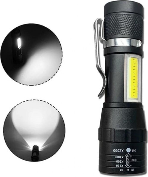 Zoomlu Şarjli Cob Led Güçlü El Feneri Wb-017