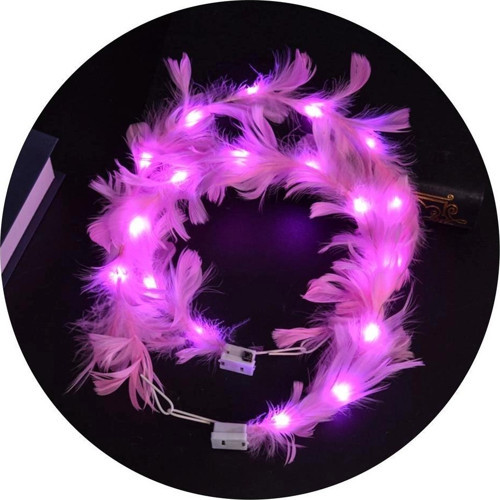 BFS Led Işıklı Rengarenk Yanan 3 Fonksiyonlu Otrişli Parti Tacı Pembe Renk 12x12 cm