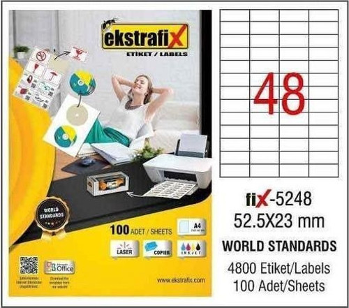 Laser Etiket 52,5X23Mm Fix-5248 (100 Lü Paket)