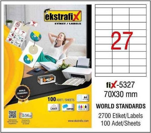 Laser Etiket 70X30Mm Mm Q Fix-5327 (100 Lü Paket)