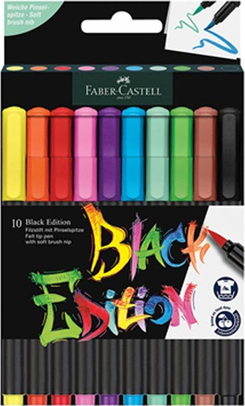 Keçeli Kalem Black Edition Fırça Uç 10 Renk