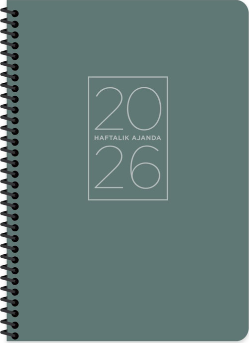 Spiralli Haftalık Ajanda 17X24 Yeşil 2026