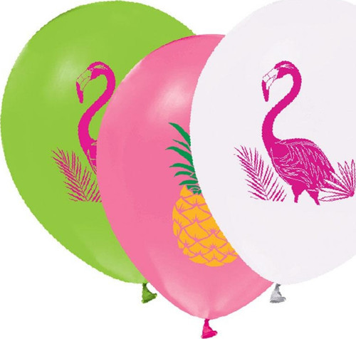 Balon 2+1 Flamingo Baskılı 12" 8 Li Paket