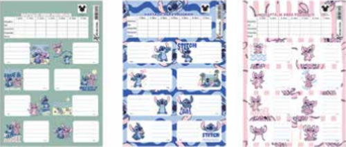 Lilo&Stitch Ders Programlı 3 Lü Okul Etiketi