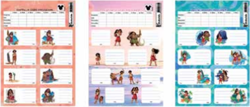 Moana Ders Programlı 3 Lü Okul Etiketi