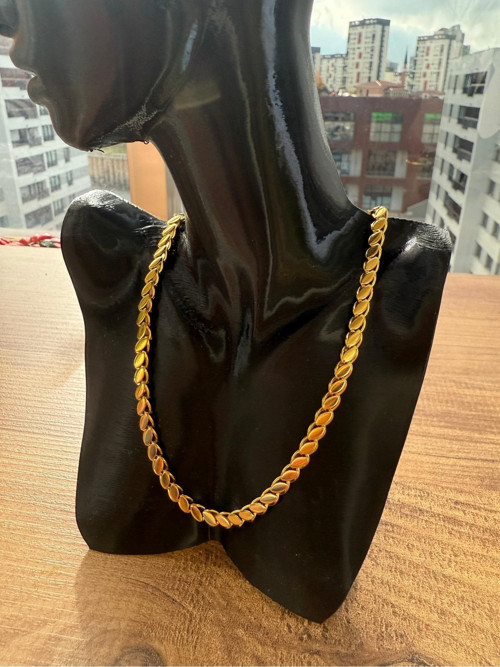 Şık ve Vintage Nostaljik Gold Arpa Zincir Çelik Kolye 40 cm