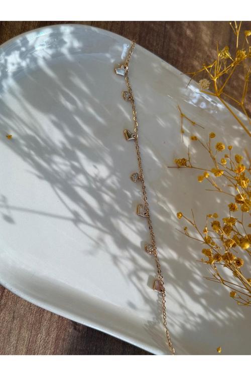 Şıkır Şıkır Sallantılı Kalp Detaylı Cicili ve tarz Rose Renk Çelik Halhal