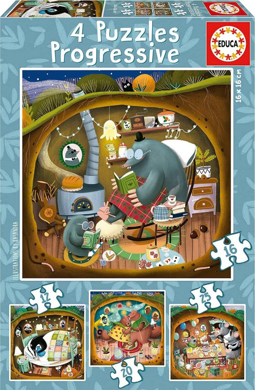 Educa 12+16+20+25 Parça Orman Masalları Kademeli 3-5 Yaş Çocuk Puzzle/Yapboz