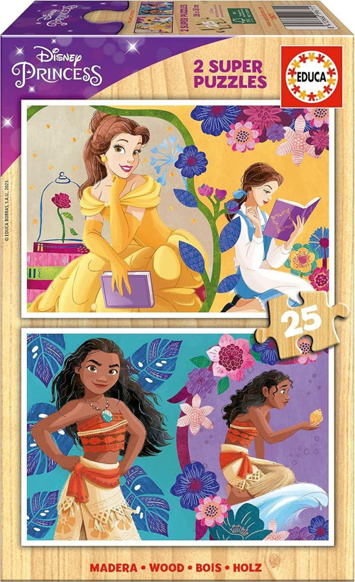 Educa 2x25 Parça Disney Prensesleri Kız Çocuk Ahşap Puzzle (3-5 Yaş)