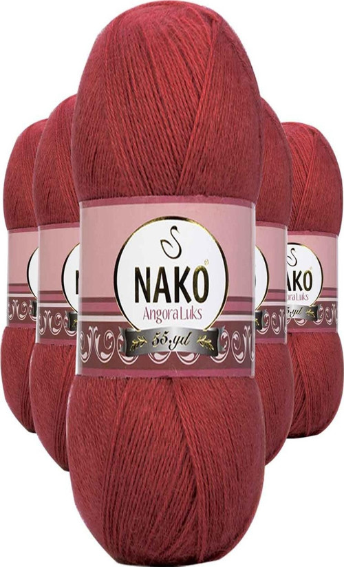 5 Adet Angora Lüks El Örgü İpi Bordo 6679