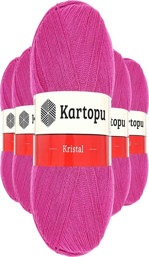 5 Adet Kristal Çift Katlı El Örgü Lif İpi Fuşya K440