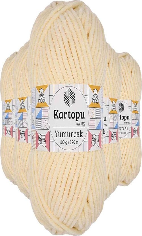 5 Adet Yumurcak Kadife El Örgü İpi Koyu Krem K349
