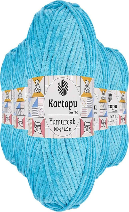 5 Adet Yumurcak Kadife El Örgü İpi Turkuaz K515