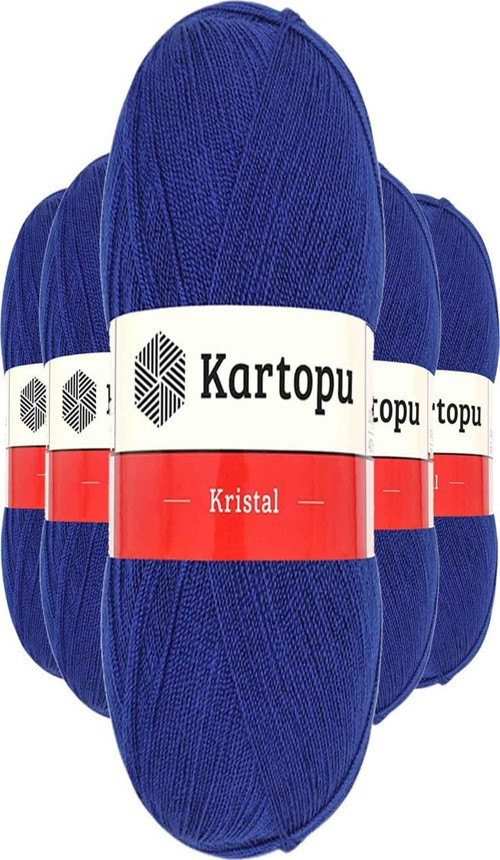5 Adet Kristal Çift Katlı El Örgü Lif İpi Lacivert K627