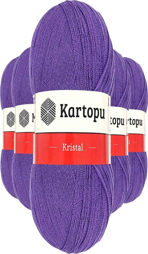 5 Adet Kristal Çift Katlı El Örgü Lif İpi Açık Mor K703